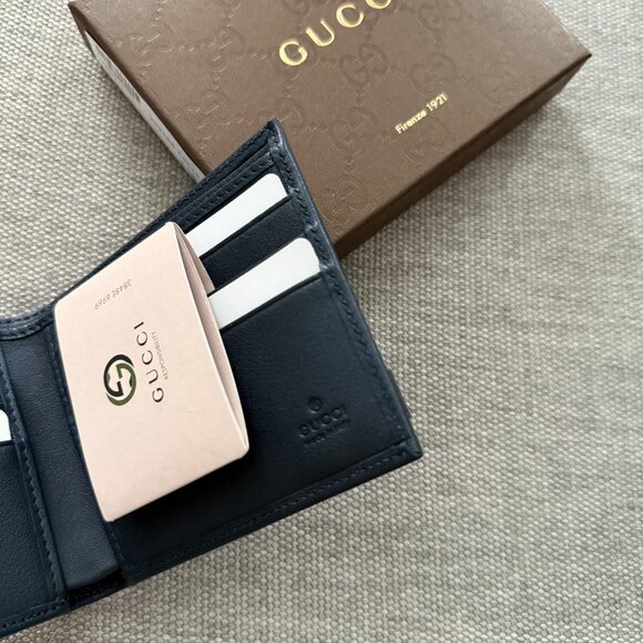 New Gucci Bifold Blue Leather Wallet - Picture 5 of 7